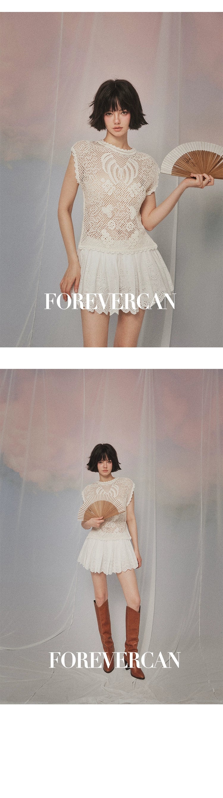 フォーエバーカンレディースサマー2024ニューフューマナーデザインセンス気質レディパフィースカートパンツ