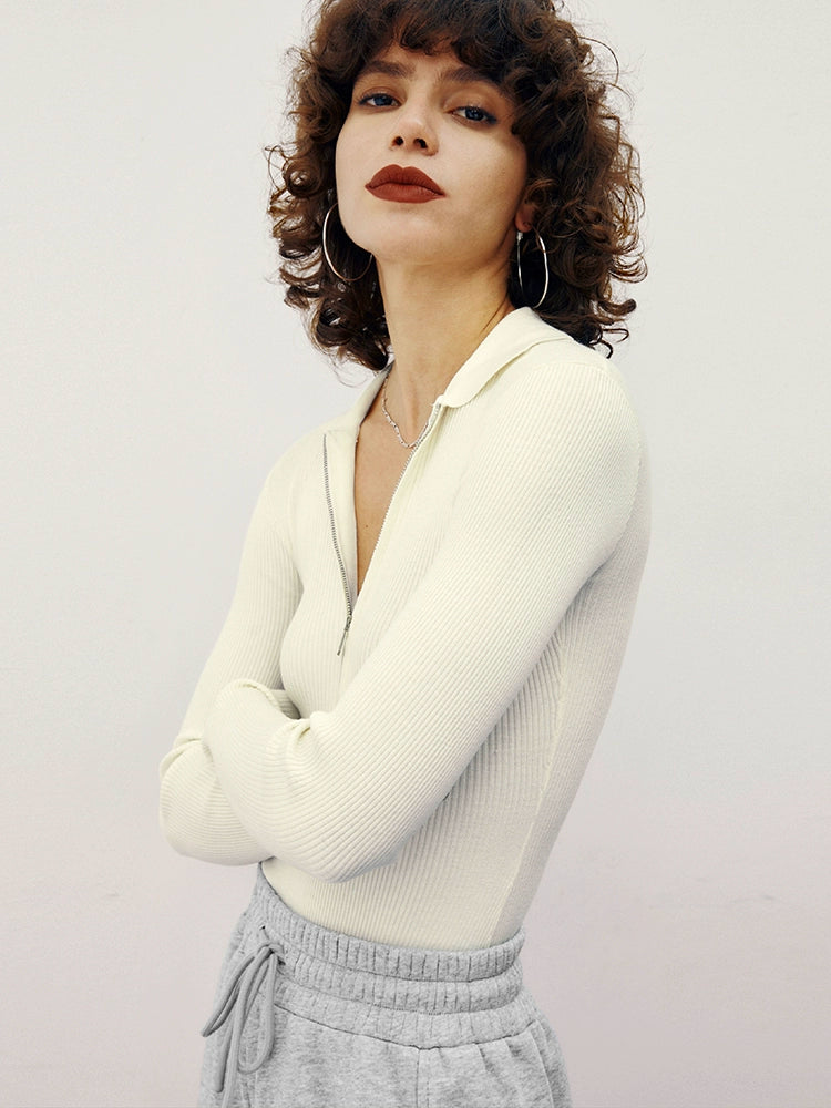 TR彼女のホットエンドルフィンオフホワイトウールポロネックジッパーVネックベーシックヨーロッパとアメリカの女の子の着ぐるみ