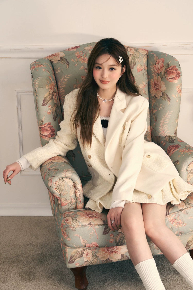 Splicing Tweed Small Fragrance Pleated Skirt