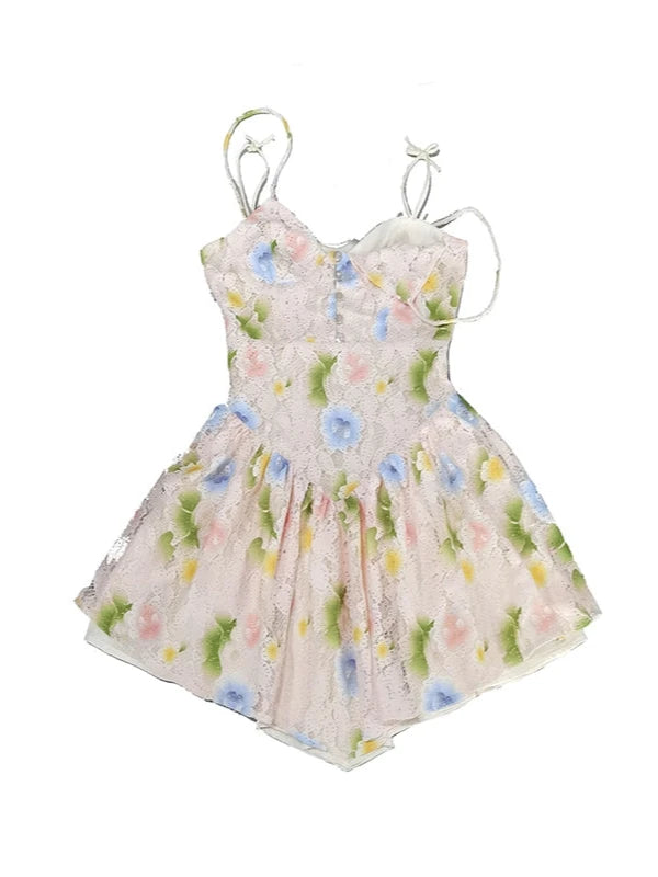 Floral Lace Slip V-Neck Dress