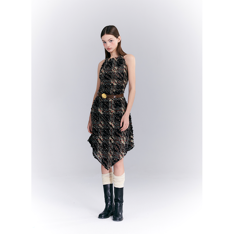 CTheMoon チェックレース イレギュラーヘムスカート |