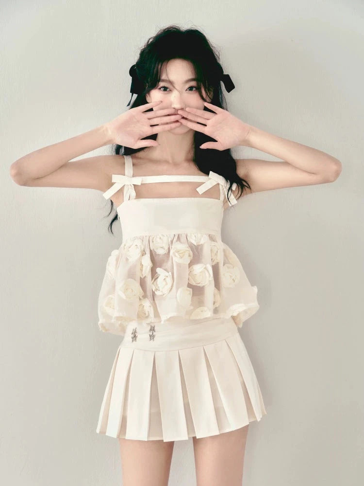 Metallic Butterfly Embellished Stitched Pinch Waist Pleated Dress