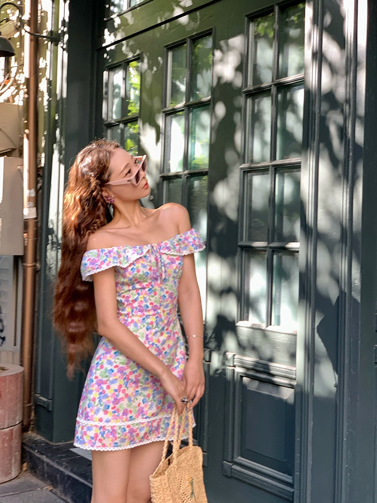 シャオリノースリーブAライン花柄ドレス2024新しい夏のドーパミン小さな男超格好良い人形ドレス