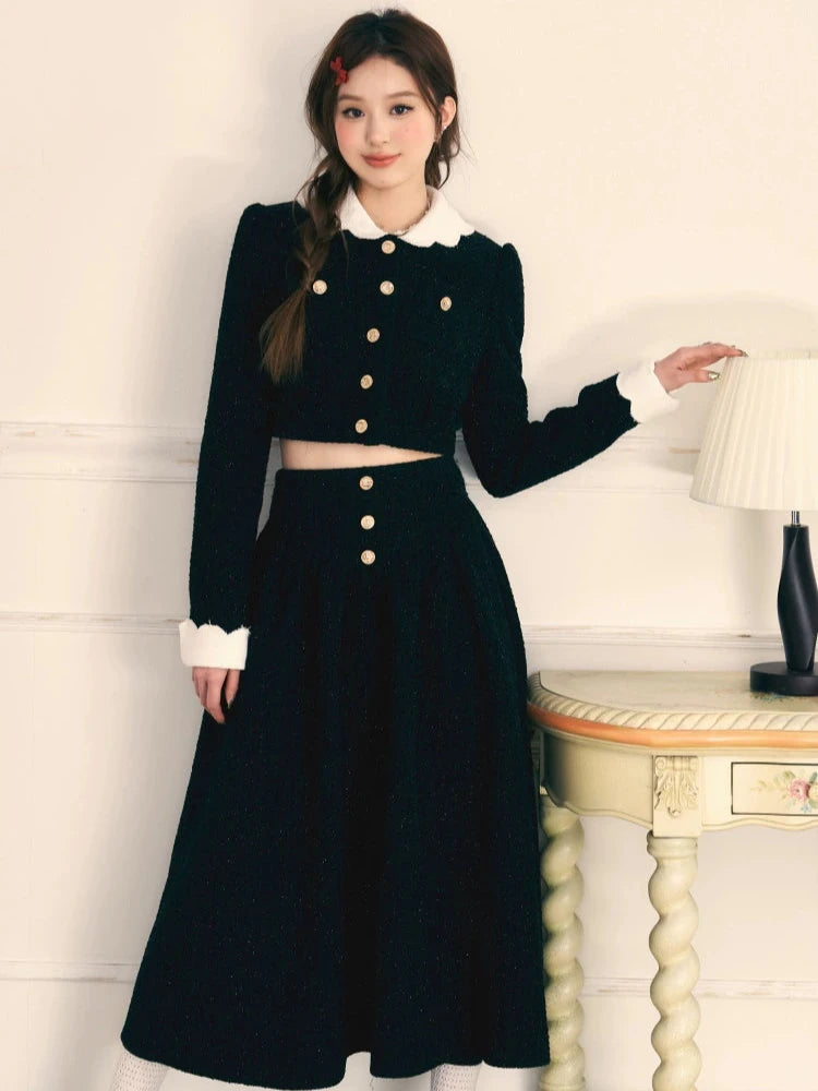 Small Fragrance Suit Gold Button Short Jacket