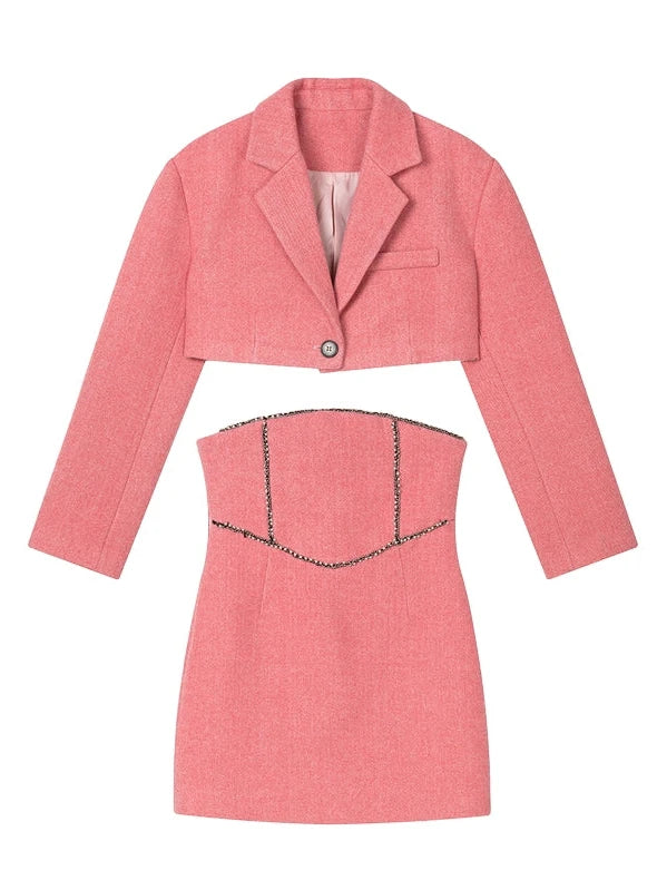 Original Design Grapefruit Pink Tweed Ladies Dresses