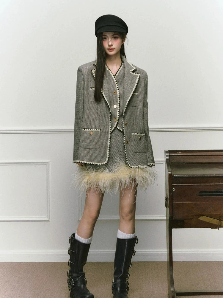 Shell Embroidered Tweed Winter Luxury Jacket