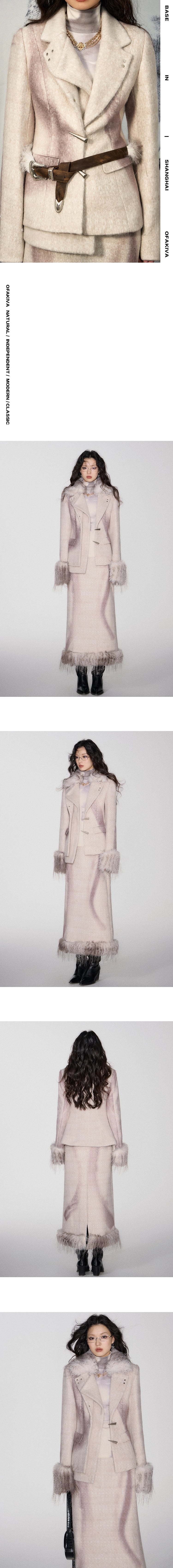 [スポット] OfAkiva「スタイリングセレブリティ」プリントウールファッションスーツ、レディースウィンタースーツスカートセット