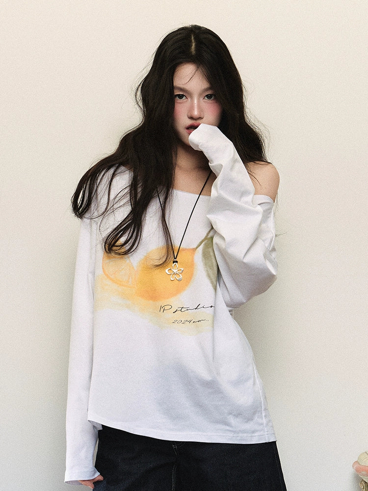 White Boatneck Loose Base Layer Tops