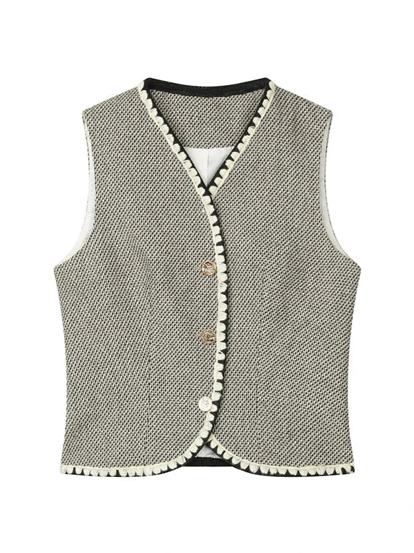 Shell Embroidered Tweed Winter Luxury Sleeveless Cutsew