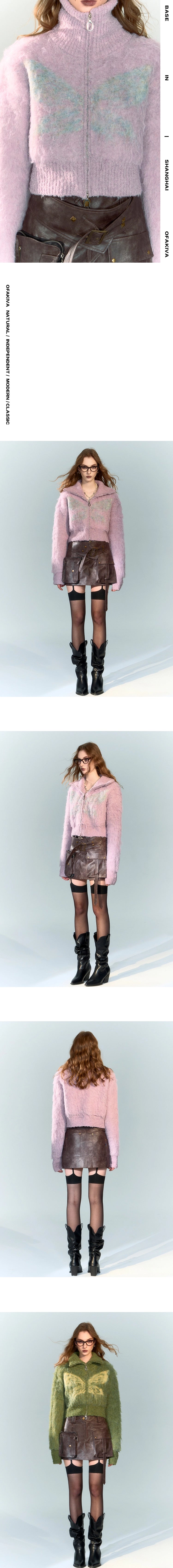 [スポット] OfAkiva「幻想を待ちながら」フープヤーンバタフライタートルネックニットショートコート冬季女性用