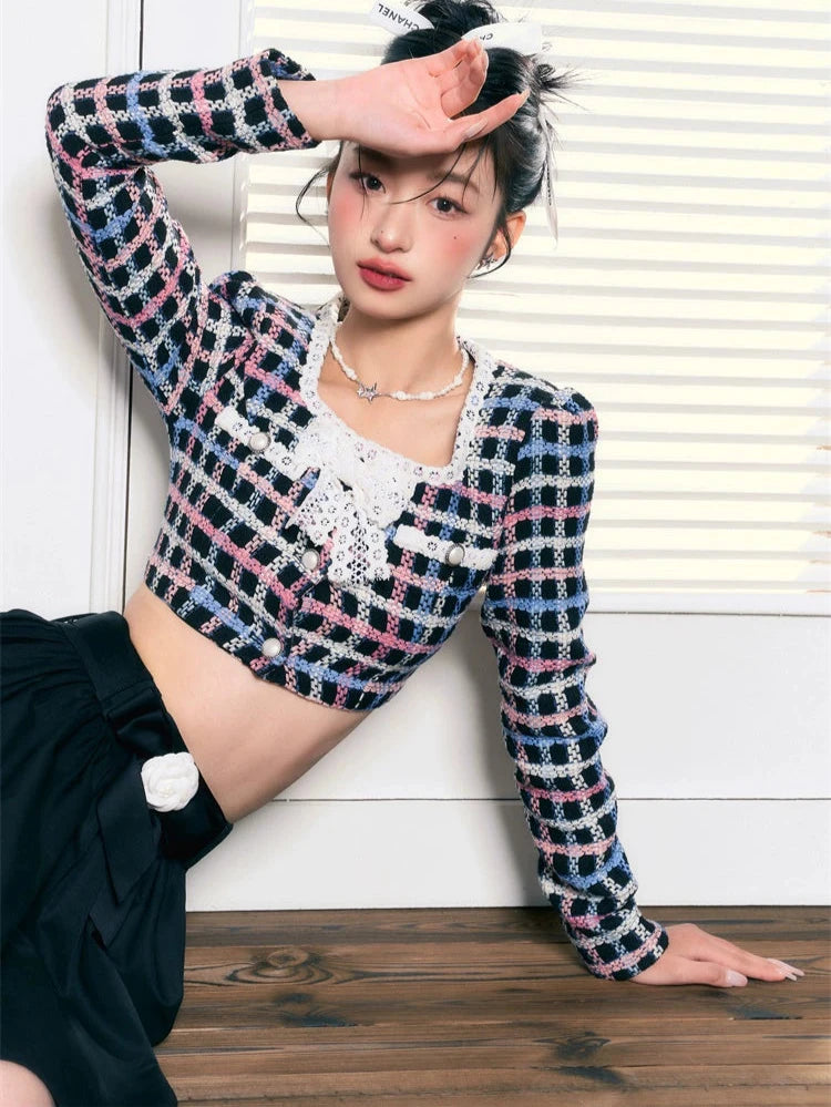 Small Fragrance Square Neck Bow Short Skirt