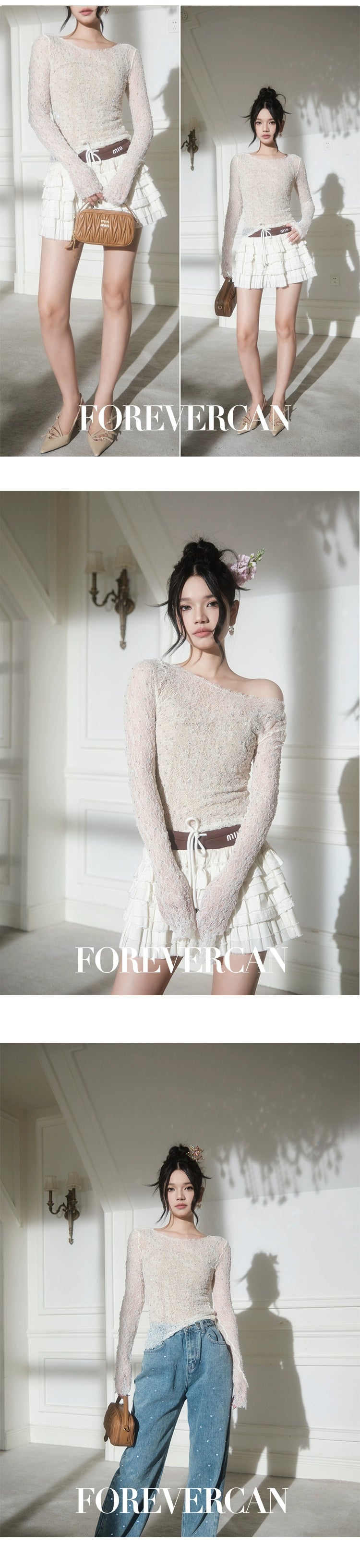 フォーエバーカンレディースサマー2024ニューレフトバンクバインプレミアムテンポラメント中空かぎ針編みレーストップ