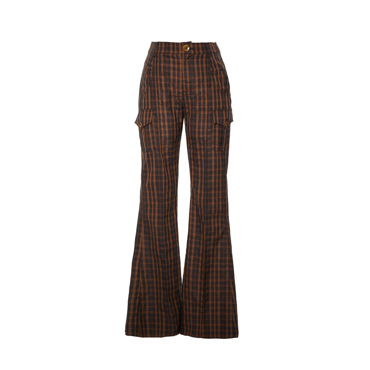 YOSHUYUKI 秋冬チェック スリム ややフレア マルチポケットデザイン カジュアルパンツ スーツ ペンシルパンツ