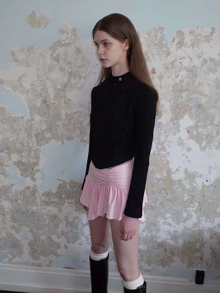 SansFrontieres「Barbie Pink Skirt」ピンクピンチプリーツアシンメトリースカート