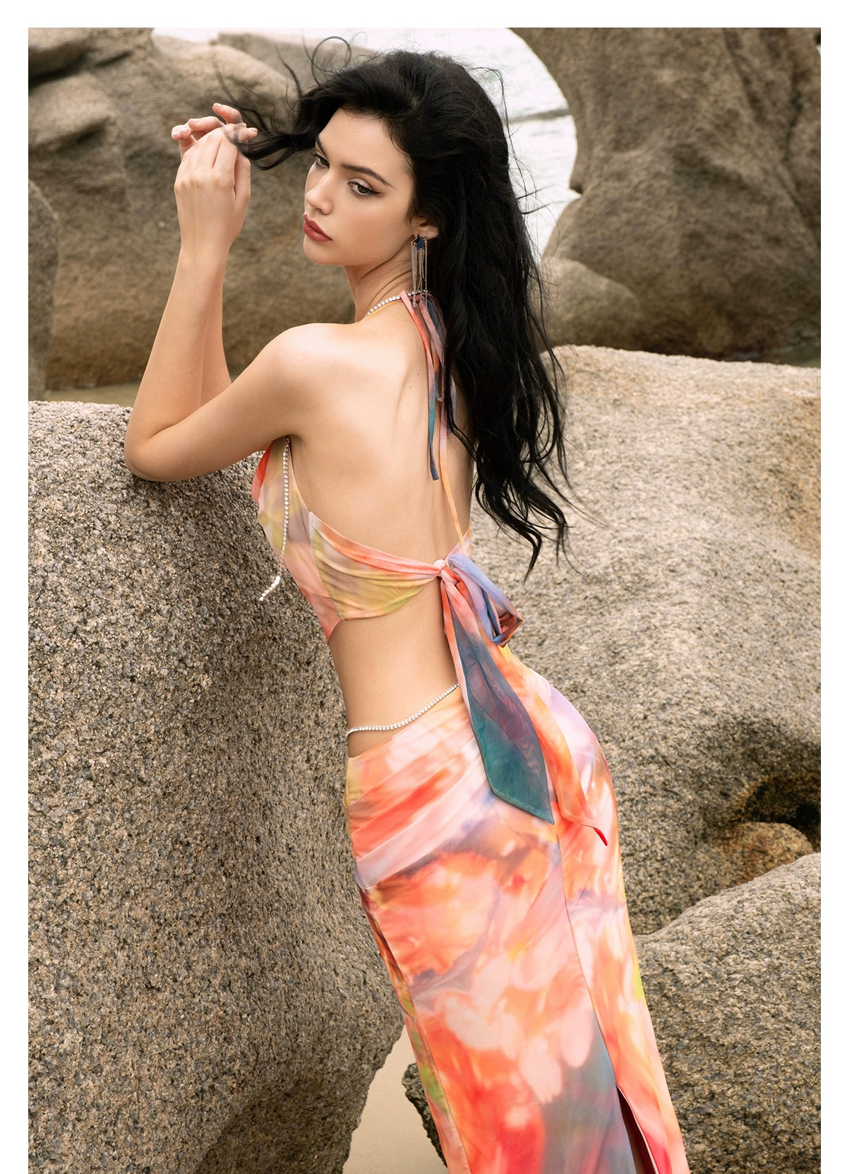 [同じ段落の江英栄] シアーラックPBザクロフラワーレースアップサマーキャミソールスカートセット