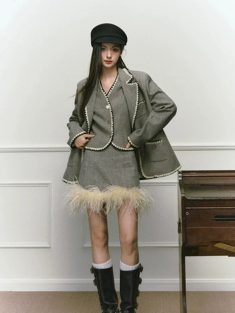 Shell Embroidered Tweed Winter Luxury Jacket