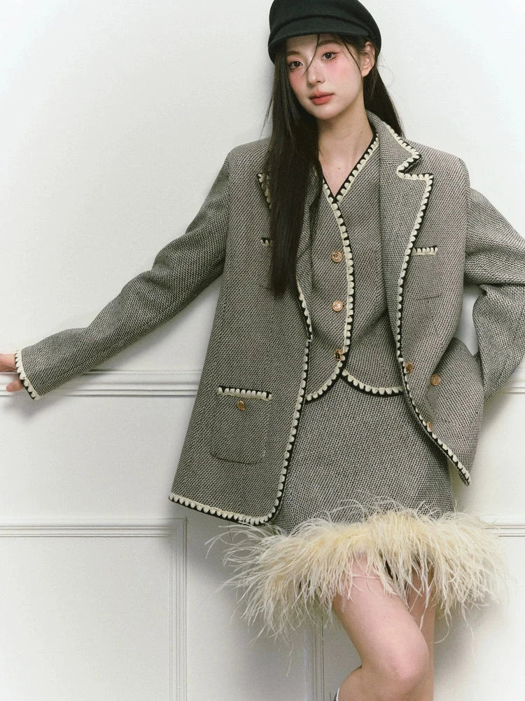 Shell Embroidered Tweed Winter Luxury Jacket