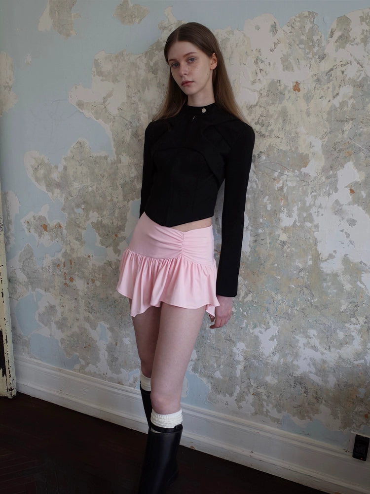 SansFrontieres「Barbie Pink Skirt」ピンクピンチプリーツアシンメトリースカート