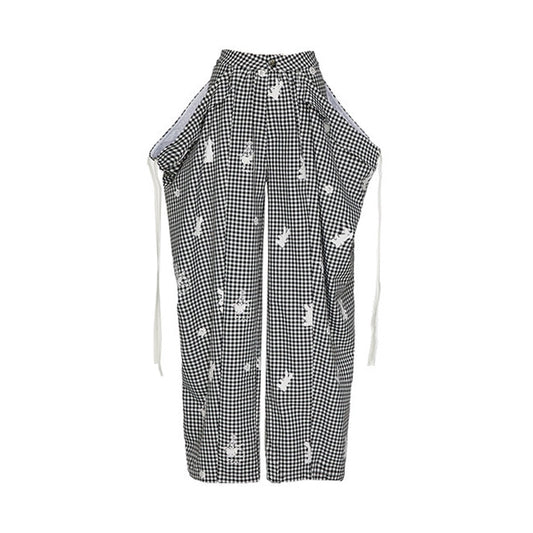 YOSHUYUKI「Punk Bunny」プリントチェックパンツ ルーズカジュアルパンツを解体