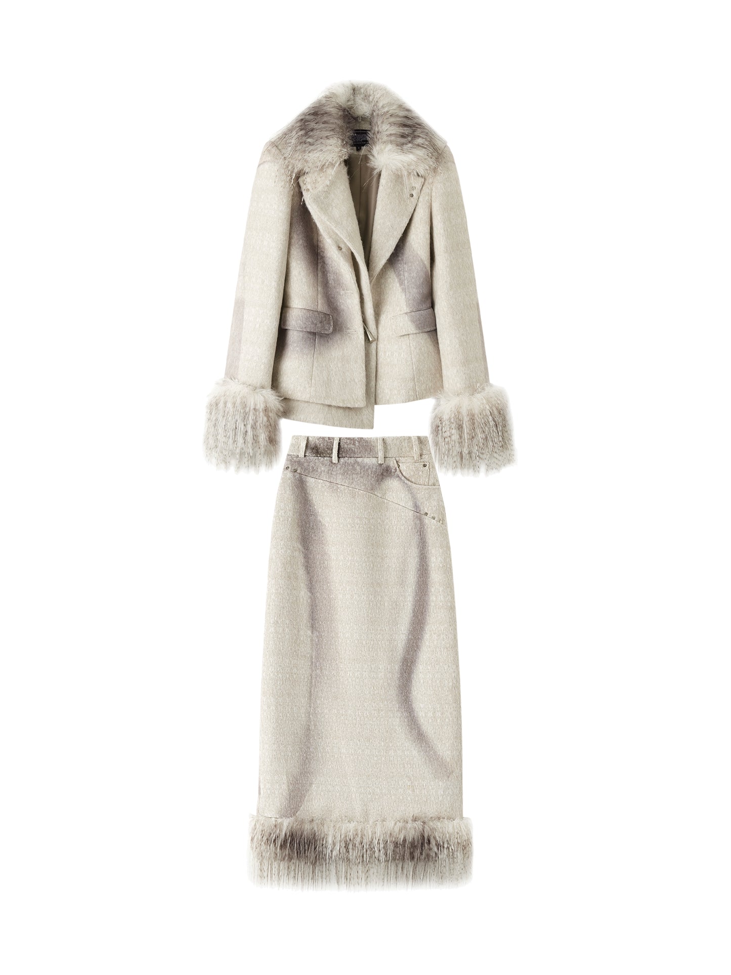 [スポット] OfAkiva「スタイリングセレブリティ」プリントウールファッションスーツ、レディースウィンタースーツスカートセット