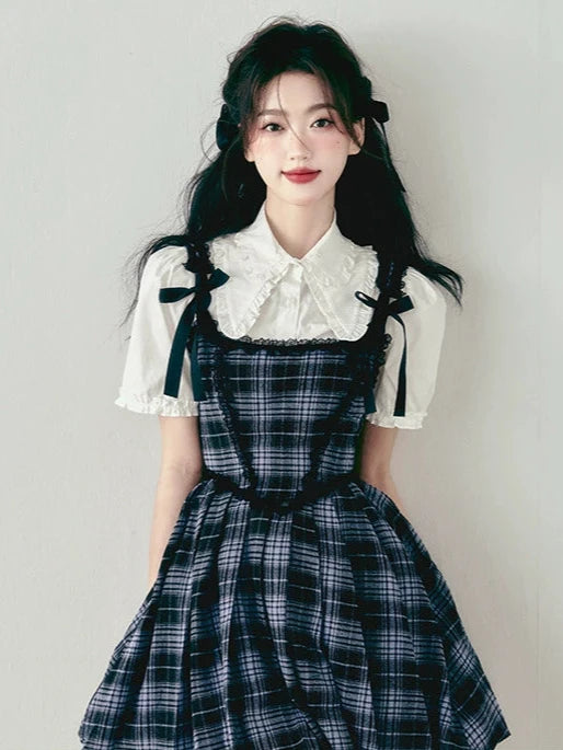 Vintage Plaid Lace Slip Dress