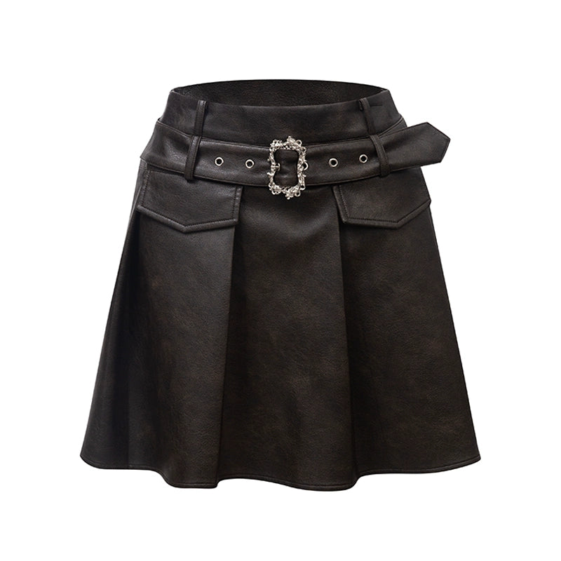 SunsetPark miuは、ヴィンテージブラウンの刺繍入りレザージャケットシルエットレザーブレザーブレザーです