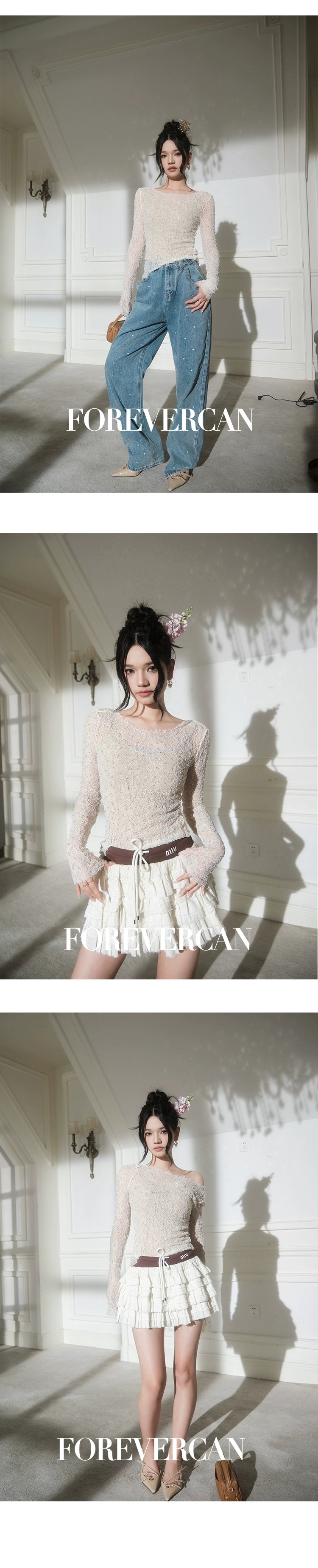 フォーエバーカンレディースサマー2024ニューレフトバンクバインプレミアムテンポラメント中空かぎ針編みレーストップ