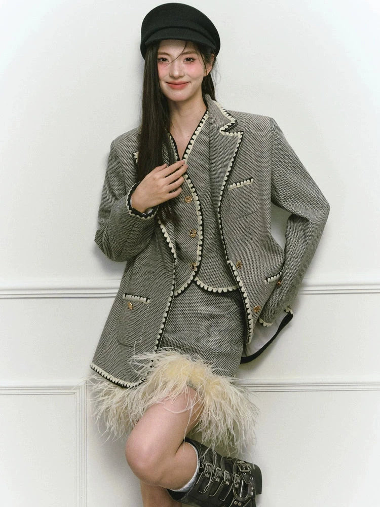 Shell Embroidered Tweed Winter Luxury Jacket