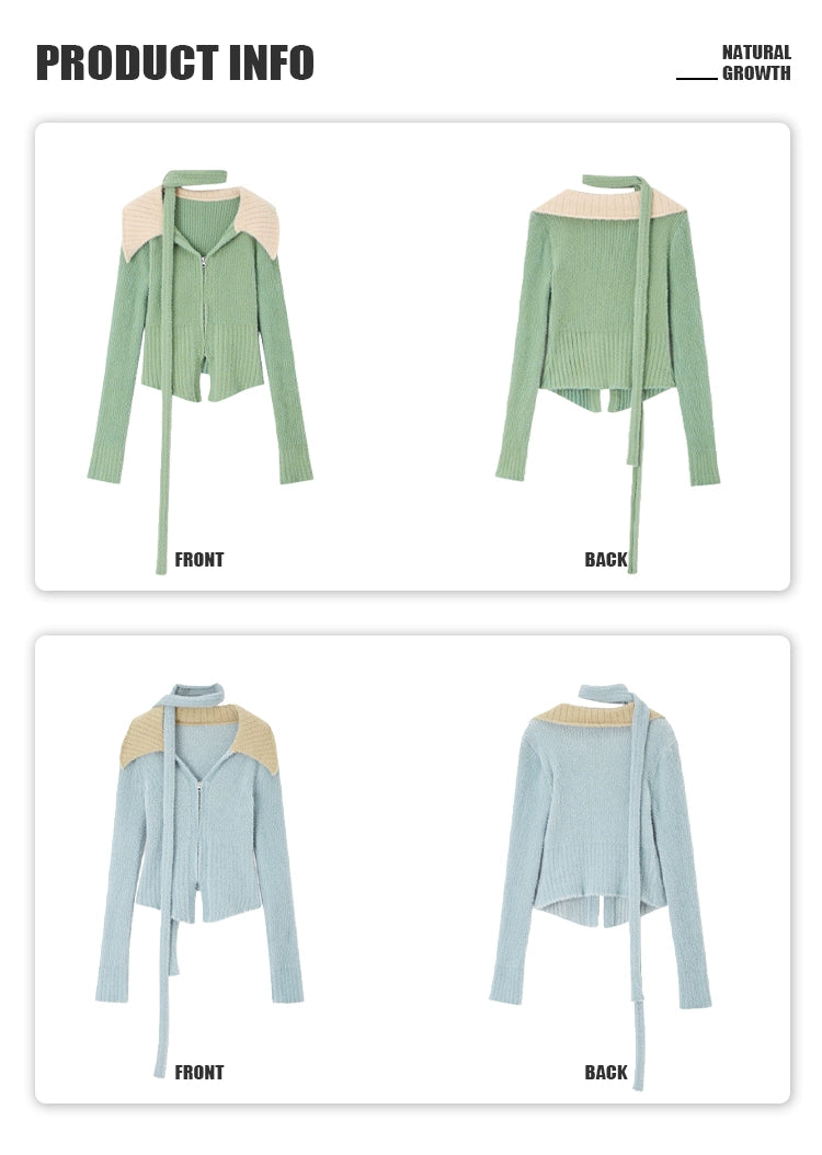 [スポット] OfAkiva「リードウルフ」コントラストピットストリップニットレディースウィンター長袖Vネック