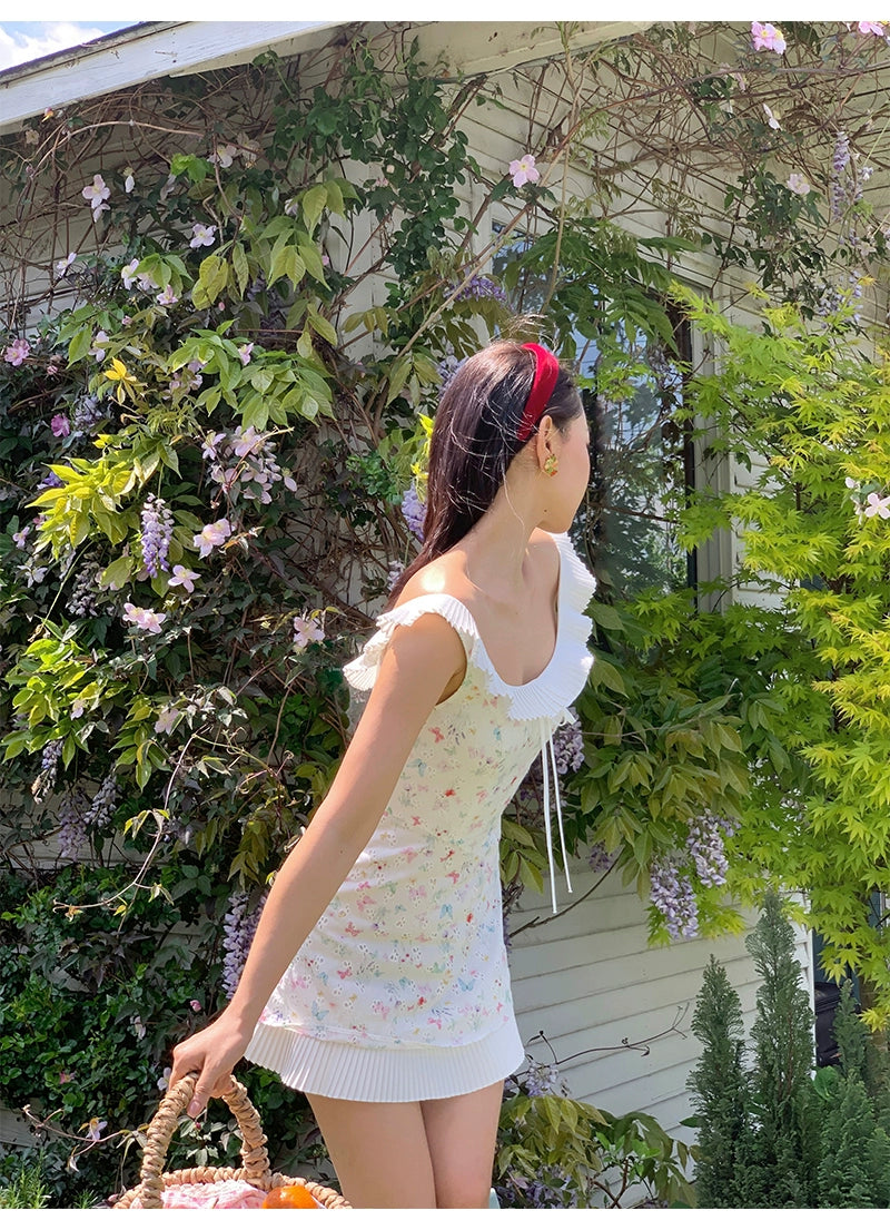 Xiaoliカップケーキ、白い花柄のノースリーブドレス、小さな男、甘い気質、スタイルの人形ドレス