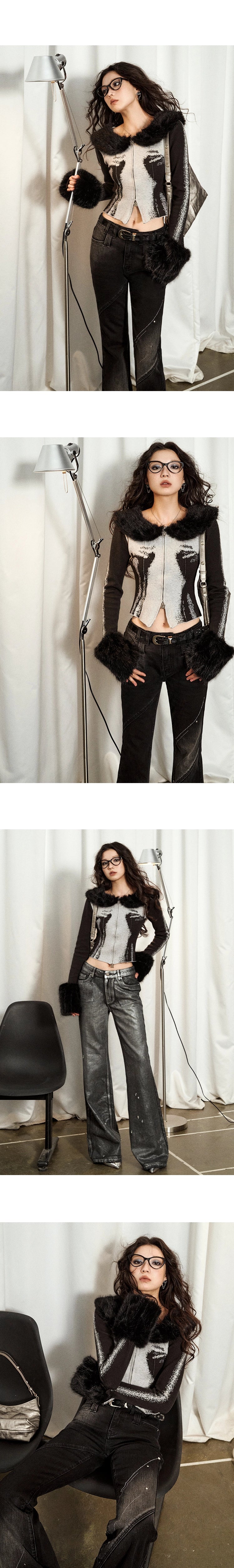 [スポット] OfAkivaは、人間のジャカードニットウェア女性の冬の毛皮の襟ボレロを「開発し、再形成」します