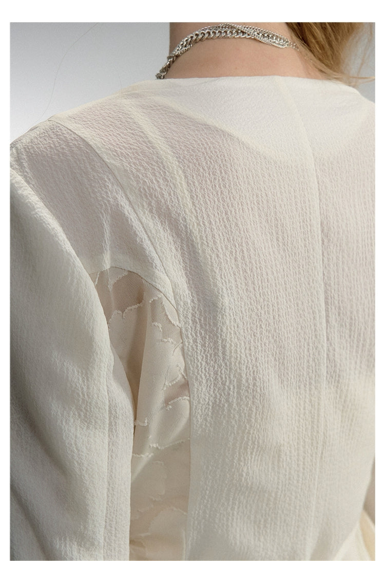 [スポット] OfAkiva「Daylight」わびさびレースパッチワークフェイクツーピースブレザー