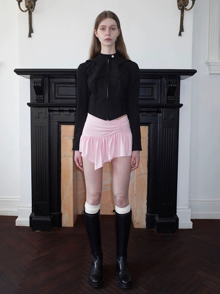 SansFrontieres「Barbie Pink Skirt」ピンクピンチプリーツアシンメトリースカート