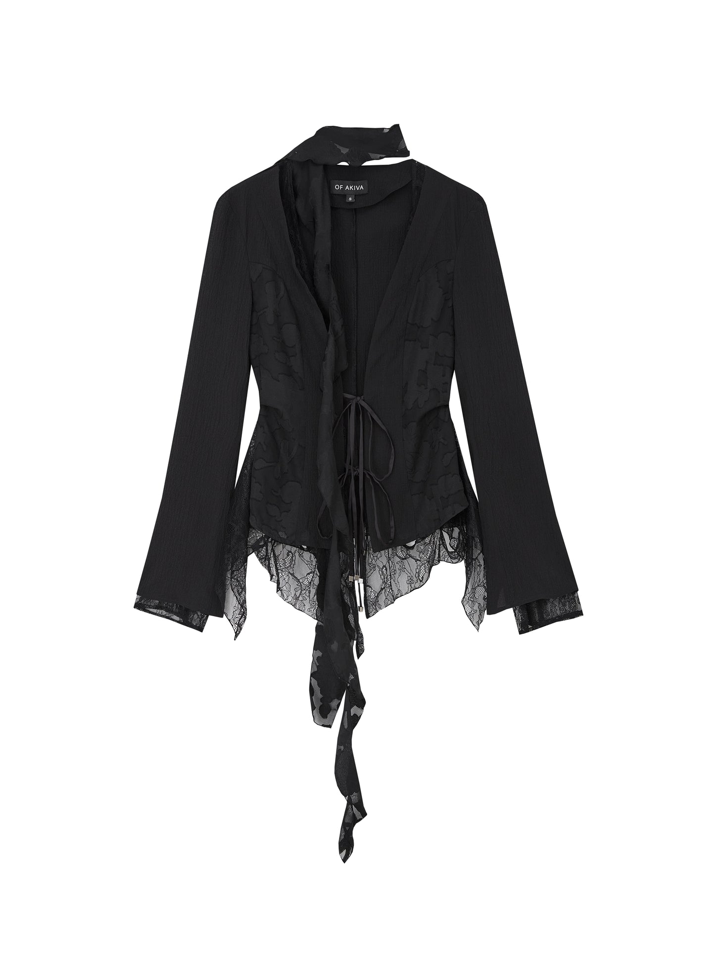 [スポット] OfAkiva「Daylight」わびさびレースパッチワークフェイクツーピースブレザー