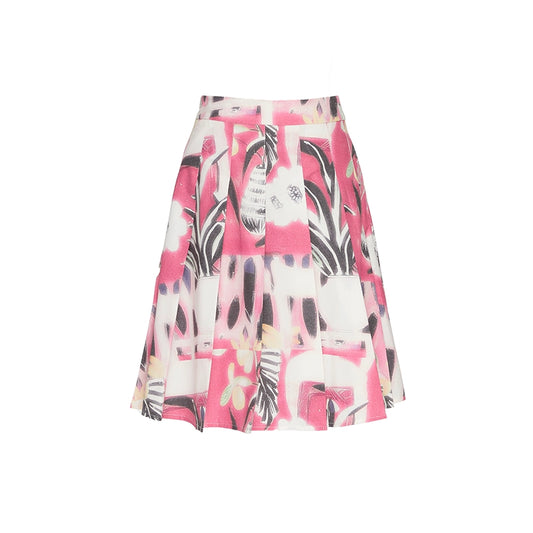 YSYKピンク花柄ピクトリアルパターンスカートスカート