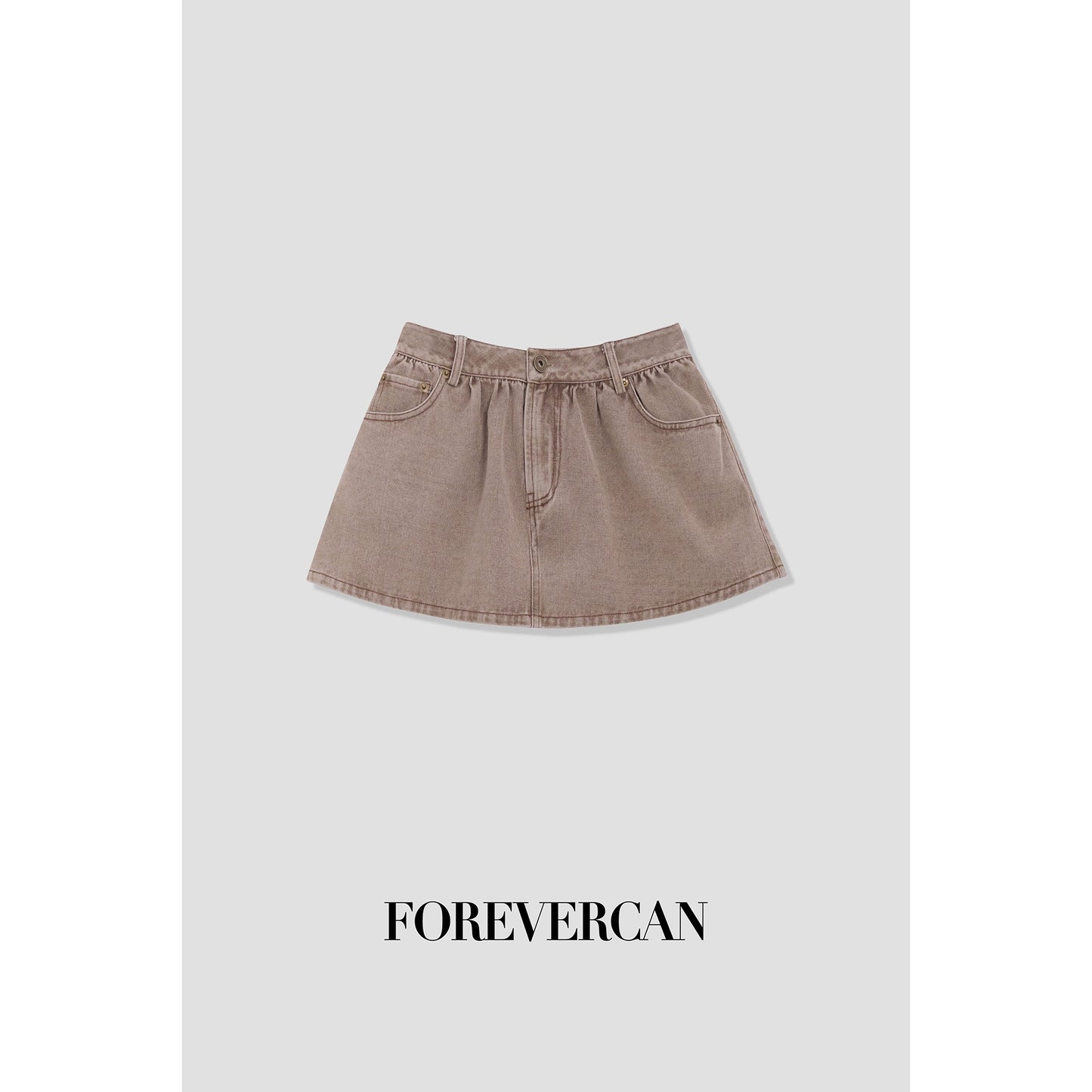 フォーエバーカン レディース 2024年秋 新作「キューバブロック」レトロなディストレスト多用途デニムスカート