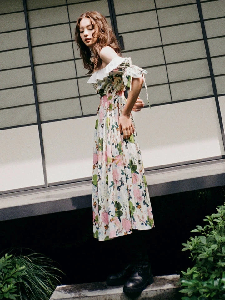 Colorful Forest Floral Cinch Waist Dress