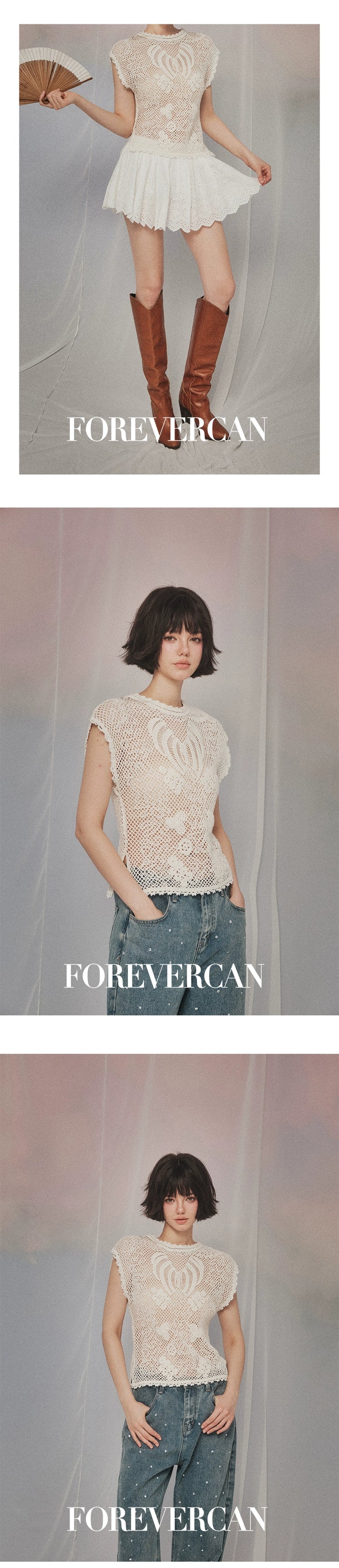 フォーエバーカンレディース2024年夏ニューザルツブルクデザイン気質ノースリーブニットベストトップス