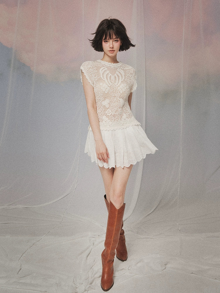 フォーエバーカンレディースサマー2024ニューフューマナーデザインセンス気質レディパフィースカートパンツ