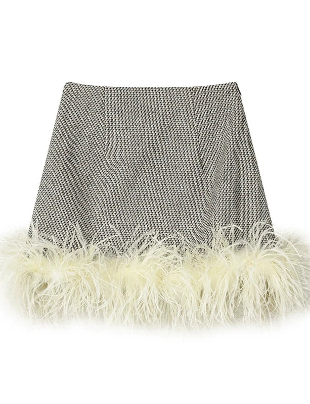 Shell Embroidery Tweed Winter Luxury Skirt