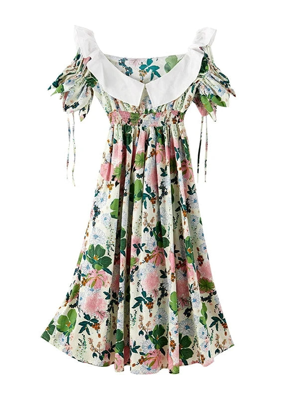 Colorful Forest Floral Cinch Waist Dress