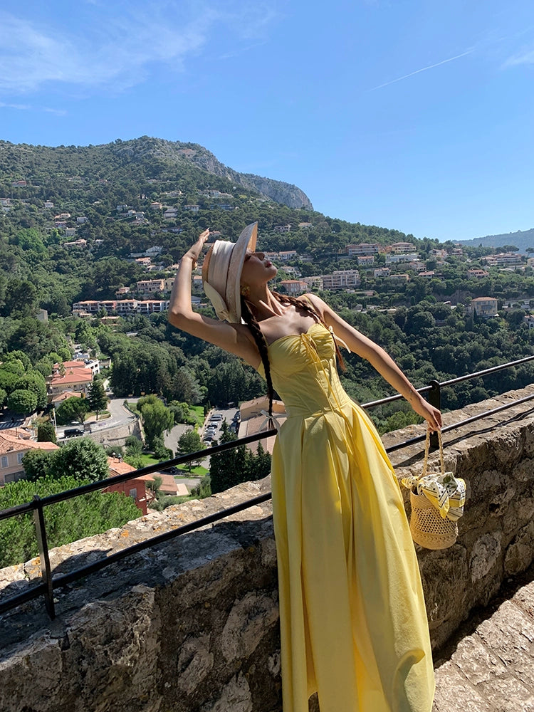 プリンセスリベル2.0サスペンダードレス女性の夏のお茶の休憩フランスの気質ウエスト締め細いAラインスカート