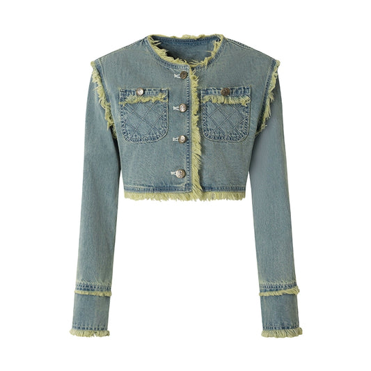 [Ju Jingyiと同じ段落] サンセットパークサンセットパークヴィンテージデニムローエッジスモールフレグランスジャケットケーキドレス