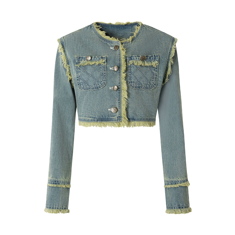 [Ju Jingyiと同じ段落] サンセットパークサンセットパークヴィンテージデニムローエッジスモールフレグランスジャケットケーキドレス