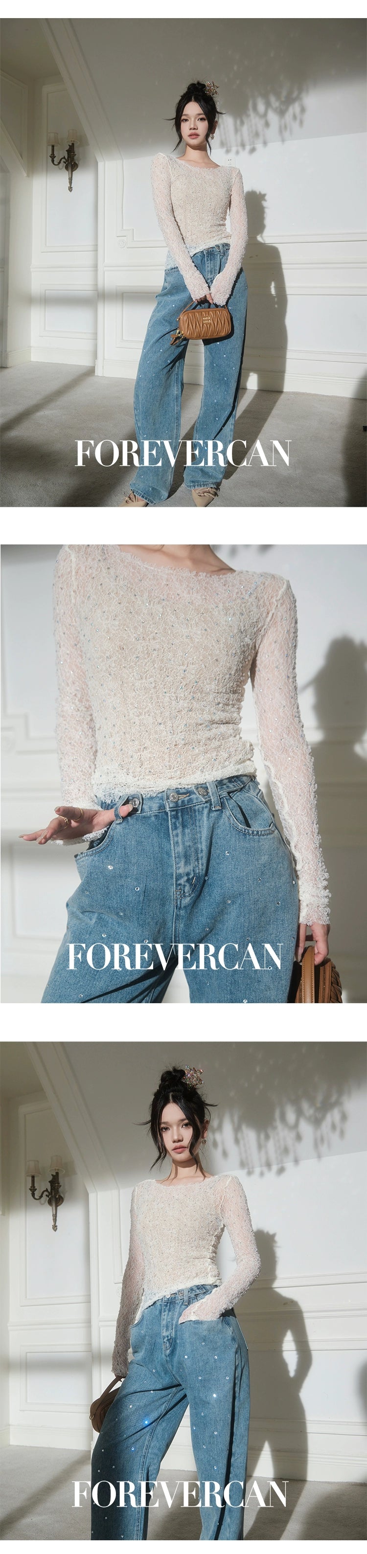 フォーエバーカンレディースサマー2024ニューレフトバンクバインプレミアムテンポラメント中空かぎ針編みレーストップ