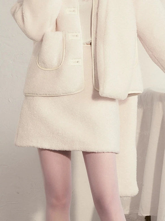 Skin Edge Fluffy Street Milk Skirt