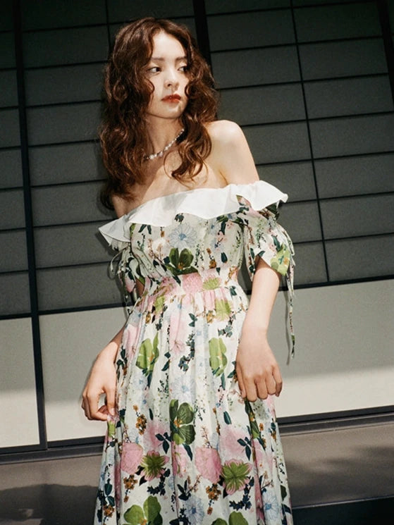 Colorful Forest Floral Cinch Waist Dress