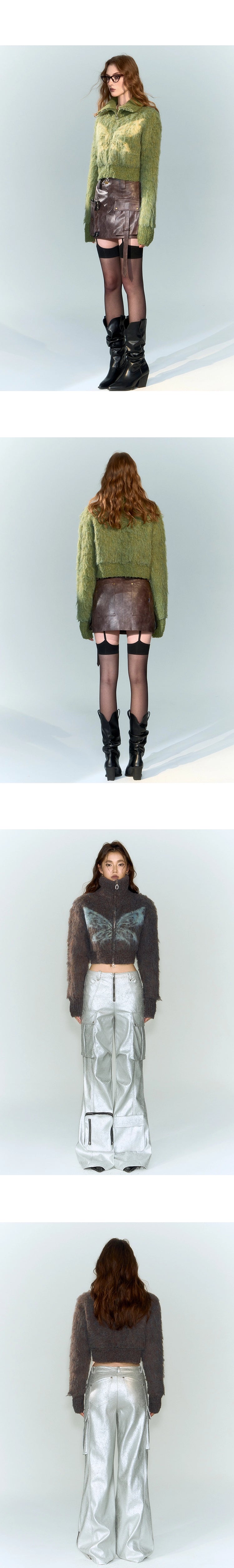 [スポット] OfAkiva「幻想を待ちながら」フープヤーンバタフライタートルネックニットショートコート冬季女性用