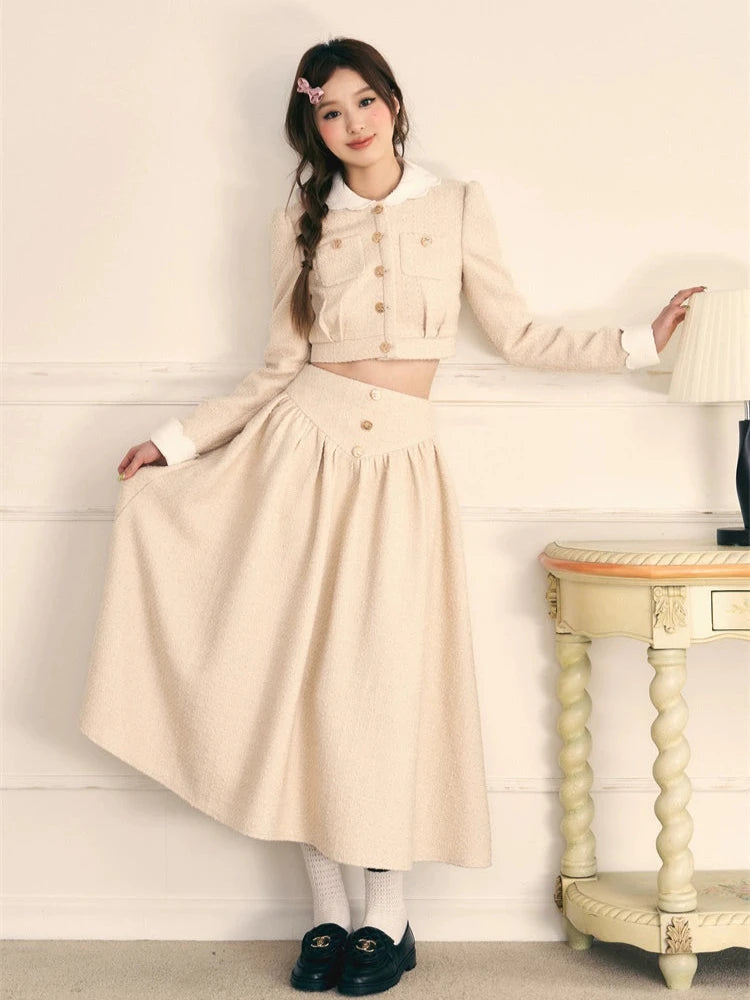 Small Fragrance Suit Gold Button Short Jacket