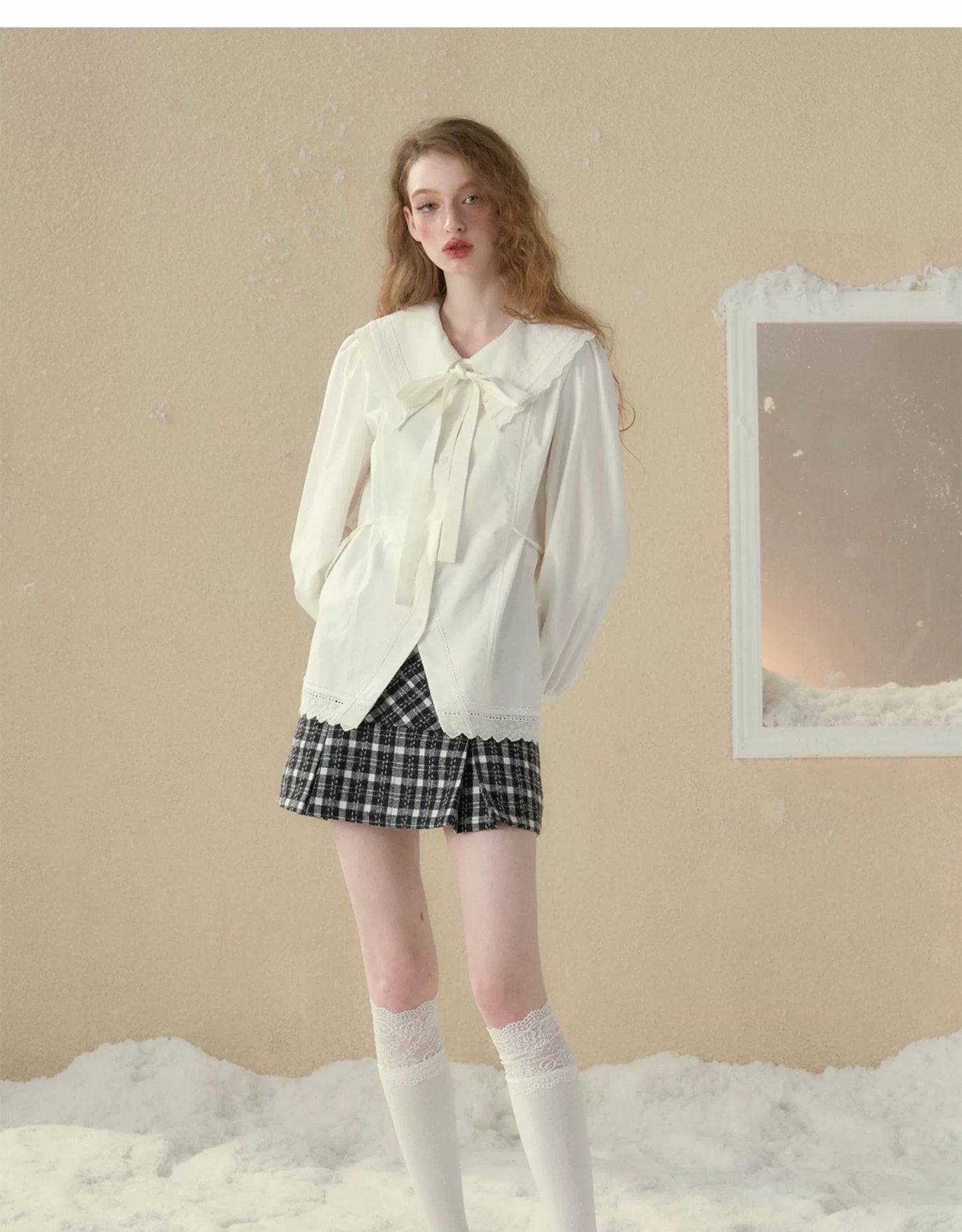 サンセットパークツイードAラインバーサタイルスカートチェックブラック2色